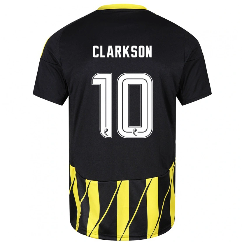 Danxen Män Leighton Clarkson #10 Svart Gul Bortatröja Matchtröjor 2024/25 Tröjor T-Tröja