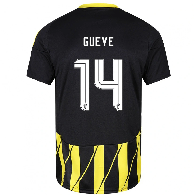 Danxen Män Pape Habib Guèye #14 Svart Gul Bortatröja Matchtröjor 2024/25 Tröjor T-Tröja