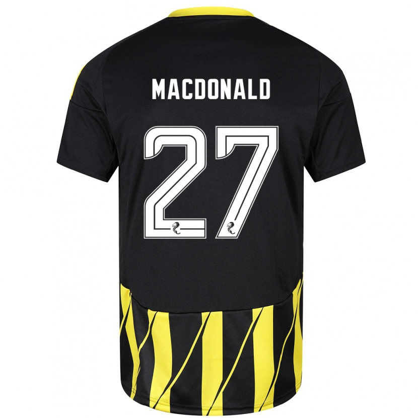 Danxen Män Angus Macdonald #27 Svart Gul Bortatröja Matchtröjor 2024/25 Tröjor T-Tröja