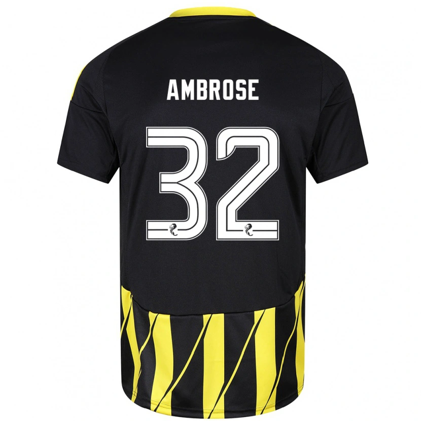 Danxen Män Peter Ambrose #32 Svart Gul Bortatröja Matchtröjor 2024/25 Tröjor T-Tröja