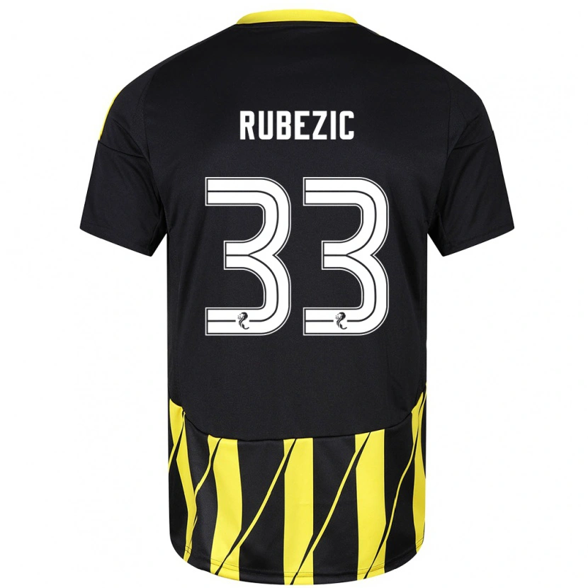 Danxen Män Slobodan Rubezic #33 Svart Gul Bortatröja Matchtröjor 2024/25 Tröjor T-Tröja