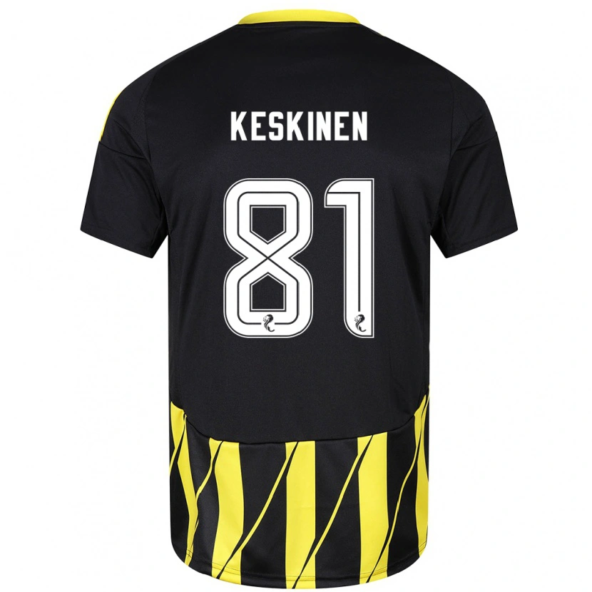 Danxen Män Topi Keskinen #81 Svart Gul Bortatröja Matchtröjor 2024/25 Tröjor T-Tröja