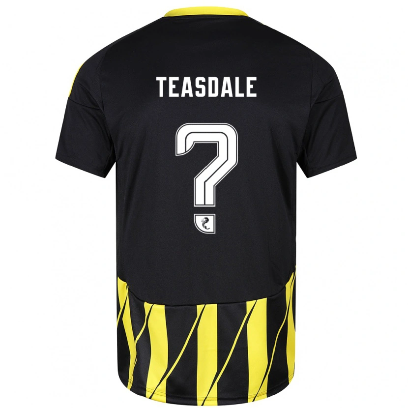 Danxen Män Joseph Teasdale #0 Svart Gul Bortatröja Matchtröjor 2024/25 Tröjor T-Tröja