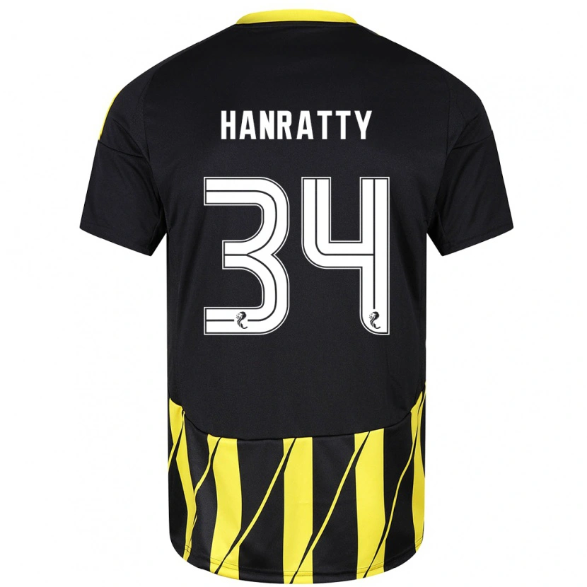 Danxen Män Kevin Hanratty #34 Svart Gul Bortatröja Matchtröjor 2024/25 Tröjor T-Tröja