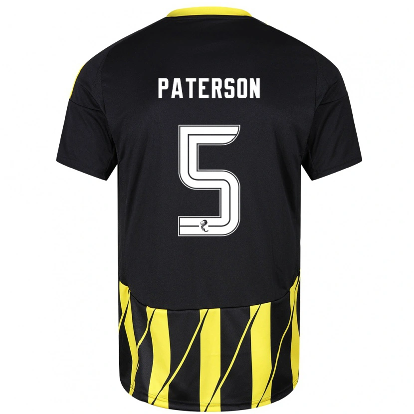 Danxen Män Donna Paterson #5 Svart Gul Bortatröja Matchtröjor 2024/25 Tröjor T-Tröja