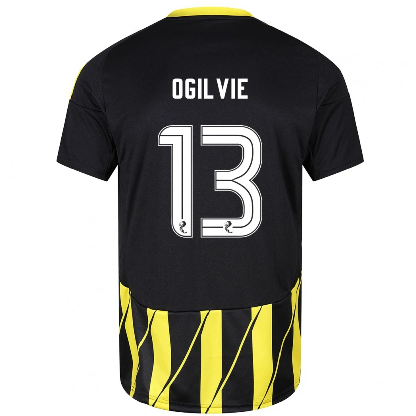 Danxen Män Francesca Ogilvie #13 Svart Gul Bortatröja Matchtröjor 2024/25 Tröjor T-Tröja