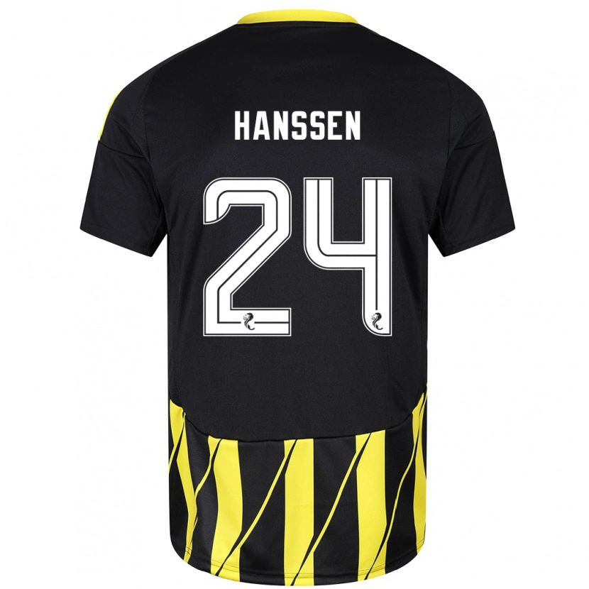 Danxen Män Nadine Hanssen #24 Svart Gul Bortatröja Matchtröjor 2024/25 Tröjor T-Tröja