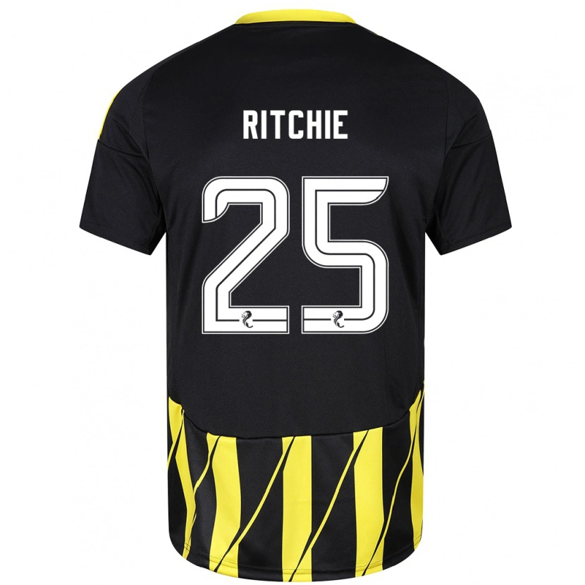 Danxen Män Tom Ritchie #25 Svart Gul Bortatröja Matchtröjor 2024/25 Tröjor T-Tröja