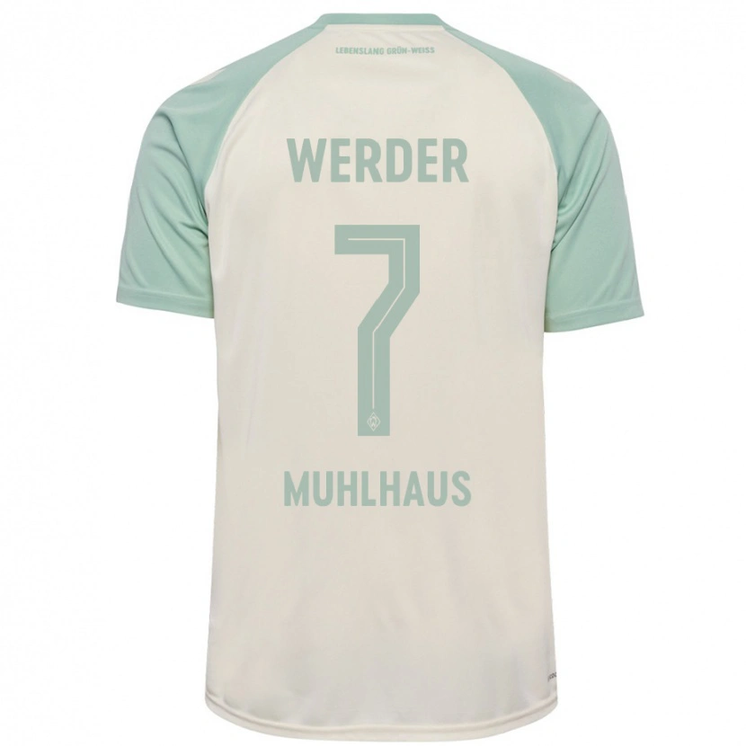 Danxen Män Larissa Mühlhaus #7 Benvit Ljusgrön Bortatröja Matchtröjor 2024/25 Tröjor T-Tröja