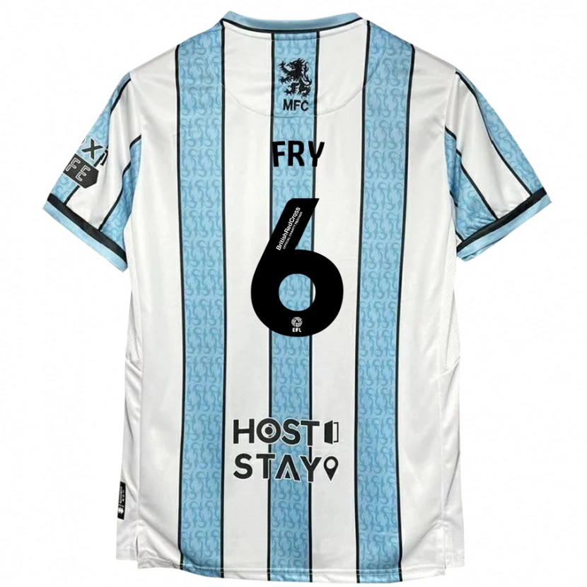 Danxen Män Dael Fry #6 Vit Blå Bortatröja Matchtröjor 2024/25 Tröjor T-Tröja