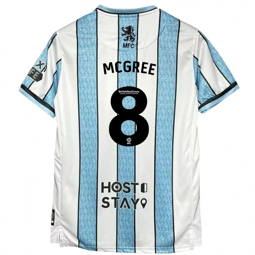 Danxen Män Riley Mcgree #8 Vit Blå Bortatröja Matchtröjor 2024/25 Tröjor T-Tröja