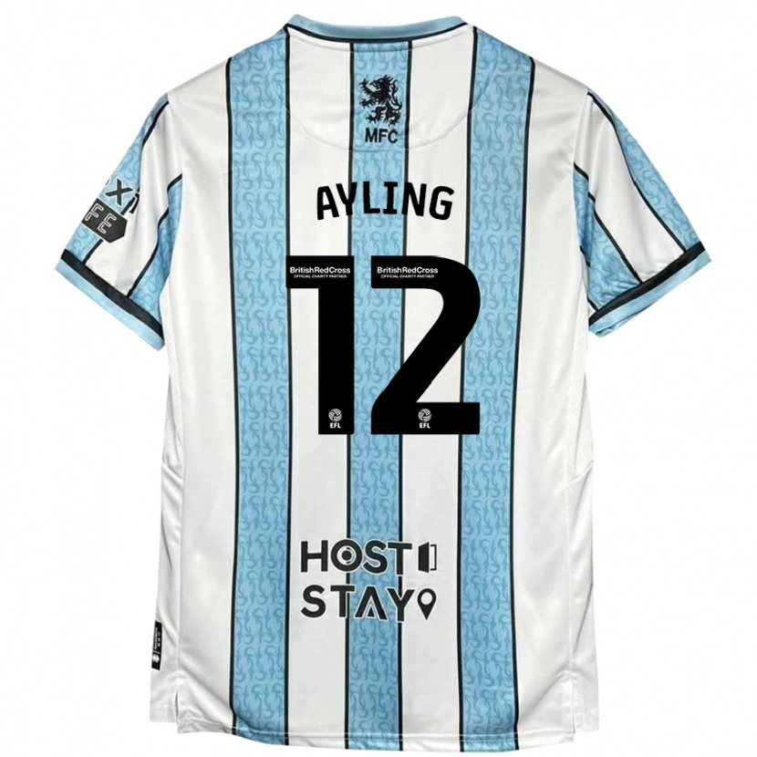 Danxen Män Luke Ayling #12 Vit Blå Bortatröja Matchtröjor 2024/25 Tröjor T-Tröja