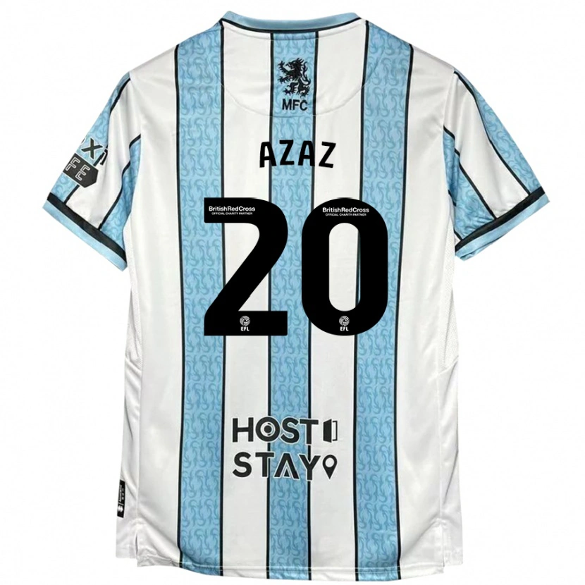 Danxen Män Finn Azaz #20 Vit Blå Bortatröja Matchtröjor 2024/25 Tröjor T-Tröja