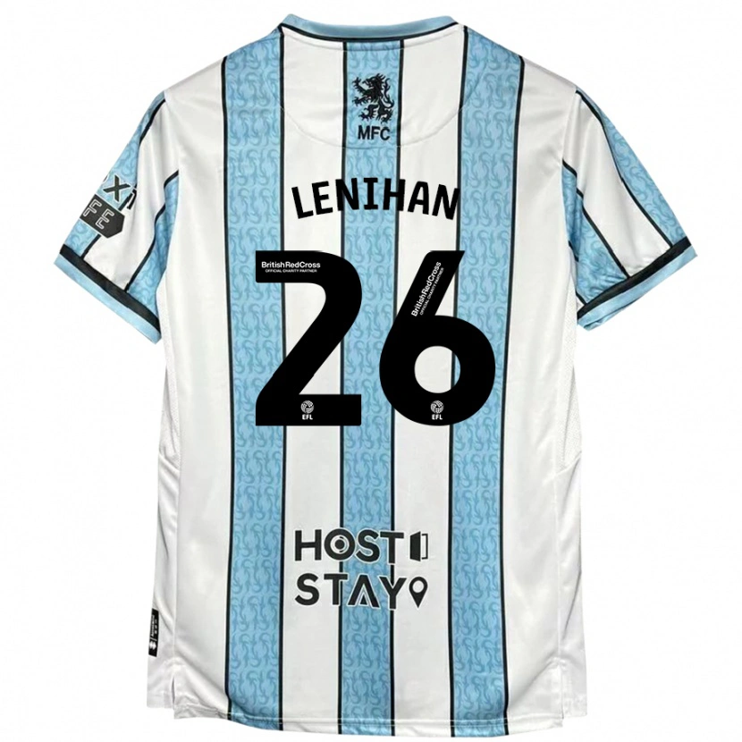 Danxen Män Darragh Lenihan #26 Vit Blå Bortatröja Matchtröjor 2024/25 Tröjor T-Tröja