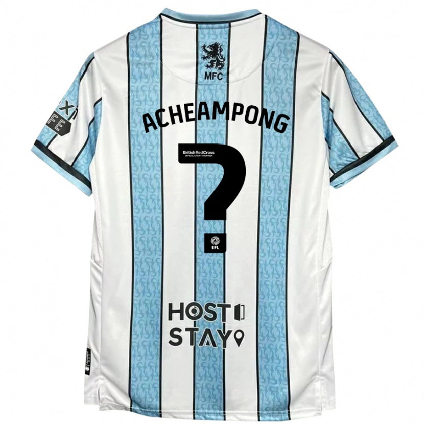 Danxen Män Prince Acheampong #0 Vit Blå Bortatröja Matchtröjor 2024/25 Tröjor T-Tröja