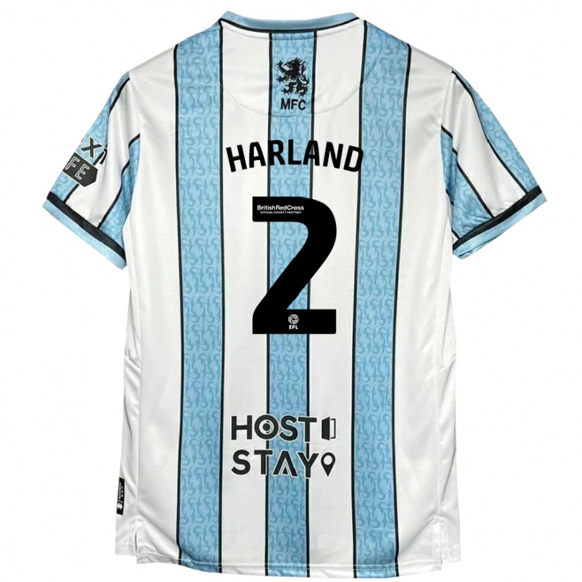 Danxen Män Jane Harland #2 Vit Blå Bortatröja Matchtröjor 2024/25 Tröjor T-Tröja