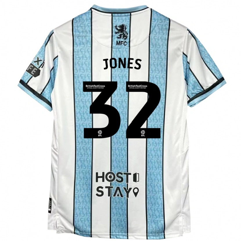 Danxen Män Jamie Jones #32 Vit Blå Bortatröja Matchtröjor 2024/25 Tröjor T-Tröja