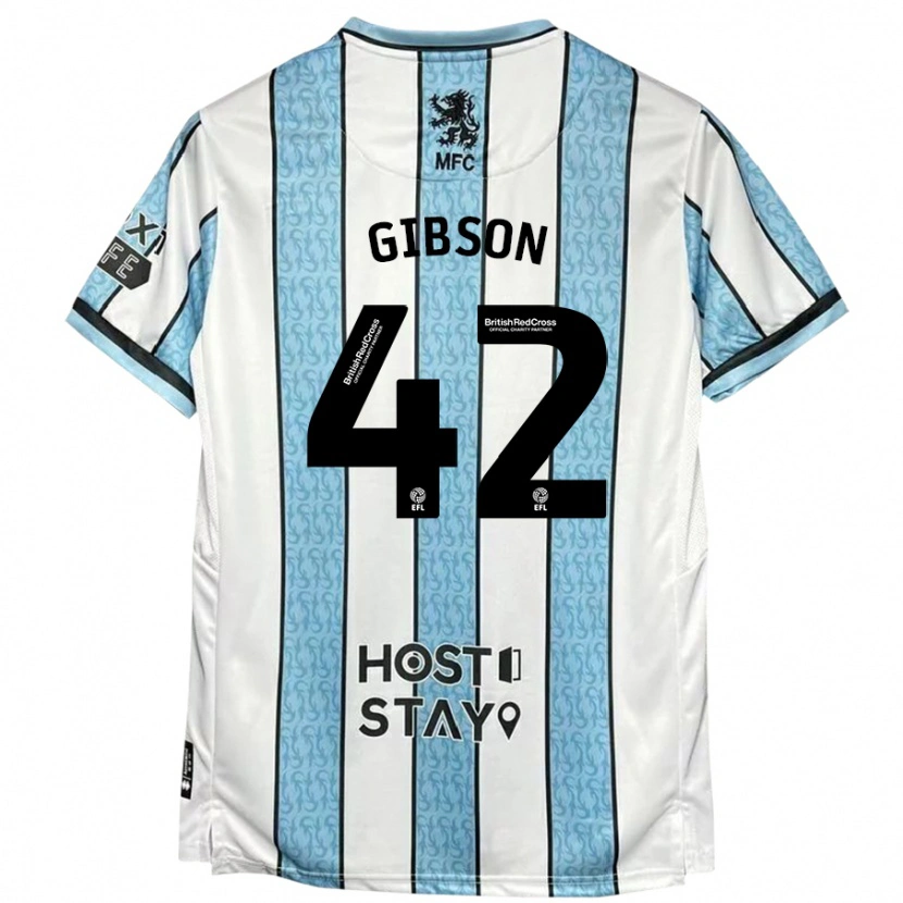 Danxen Män Joseph Gibson #42 Vit Blå Bortatröja Matchtröjor 2024/25 Tröjor T-Tröja
