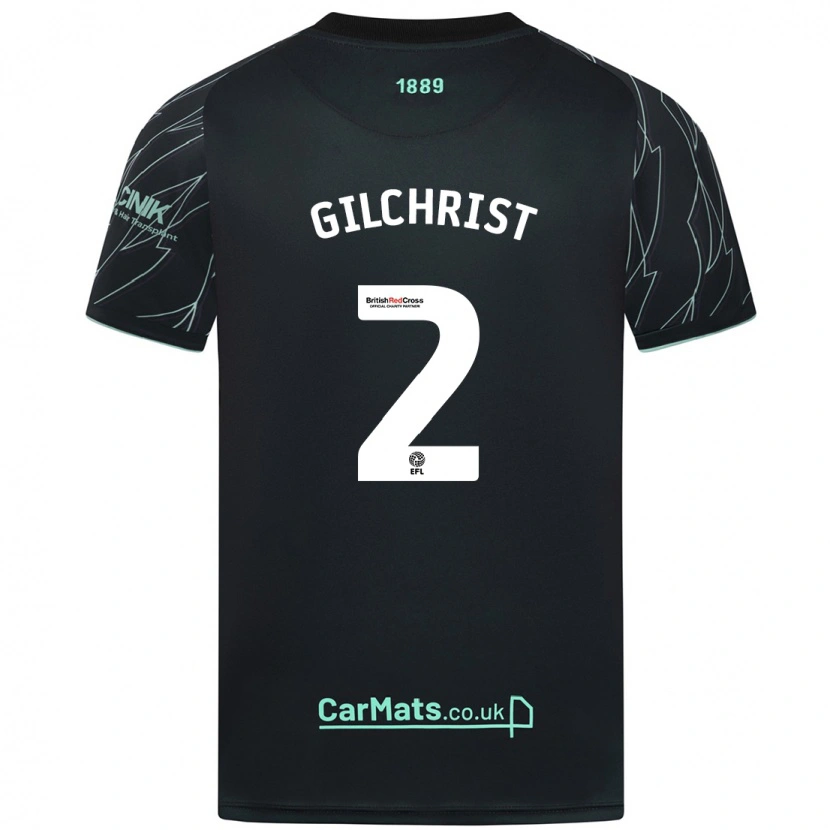 Danxen Män Alfie Gilchrist #2 Svart Grön Bortatröja Matchtröjor 2024/25 Tröjor T-Tröja