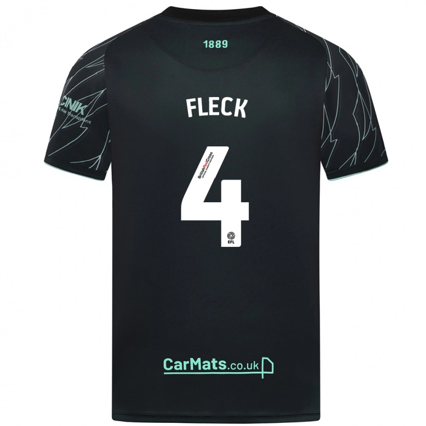 Danxen Män John Fleck #4 Svart Grön Bortatröja Matchtröjor 2024/25 Tröjor T-Tröja