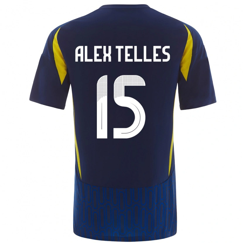 Danxen Män Alex Telles #15 Blågul Bortatröja Matchtröjor 2024/25 Tröjor T-Tröja