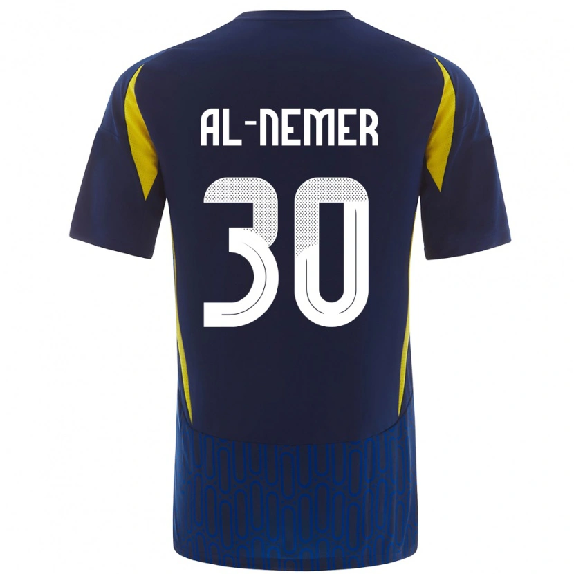 Danxen Män Meshari Al-Nemer #30 Blågul Bortatröja Matchtröjor 2024/25 Tröjor T-Tröja