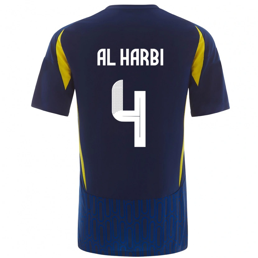 Danxen Män Fay Al-Harbi #4 Blågul Bortatröja Matchtröjor 2024/25 Tröjor T-Tröja