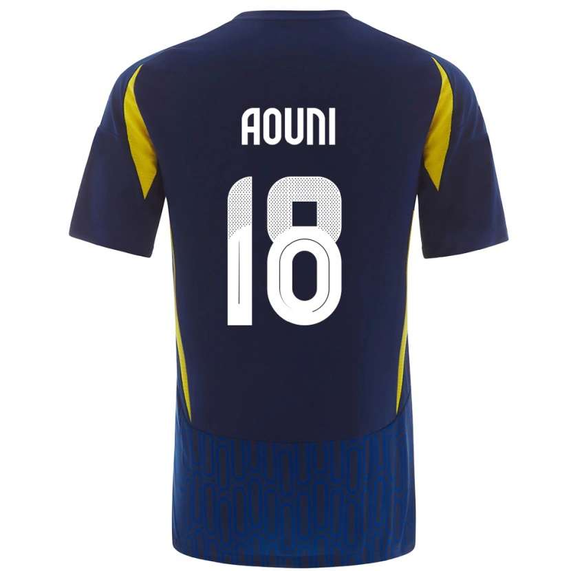 Danxen Män Samia Aouni #18 Blågul Bortatröja Matchtröjor 2024/25 Tröjor T-Tröja