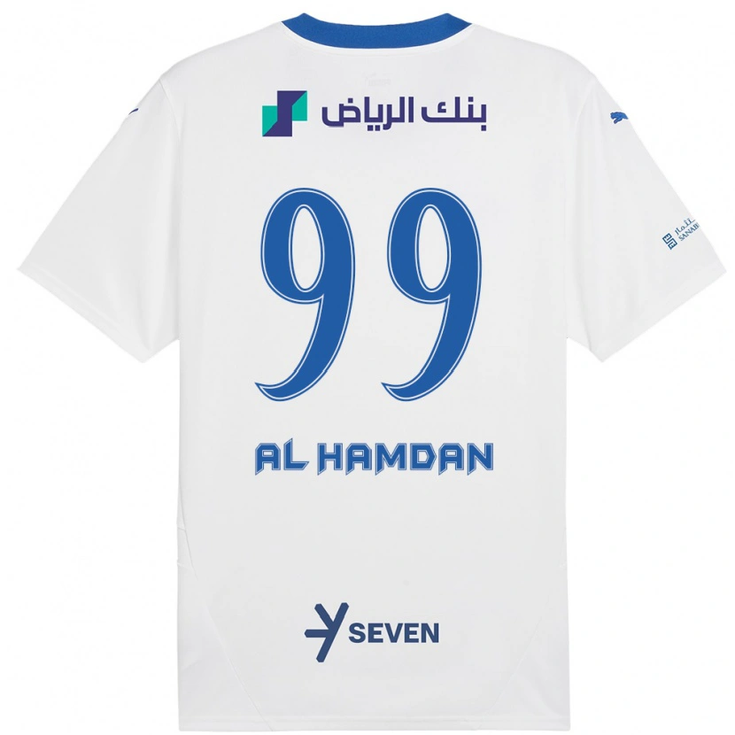 Danxen Män Abdullah Al-Hamdan #99 Vit Blå Bortatröja Matchtröjor 2024/25 Tröjor T-Tröja