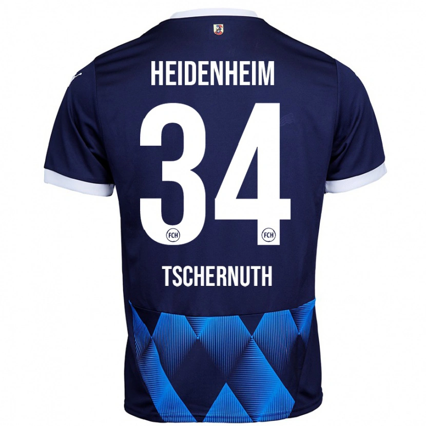 Danxen Män Paul Tschernuth #34 Mörk Marinblå Bortatröja Matchtröjor 2024/25 Tröjor T-Tröja