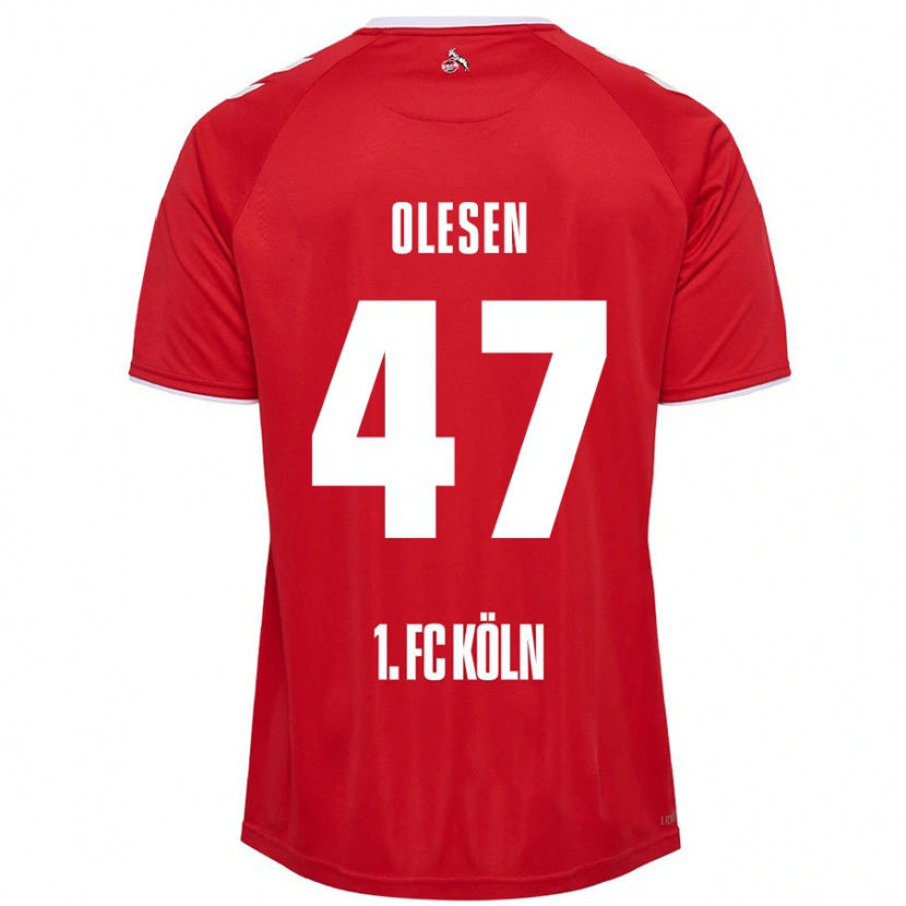 Danxen Män Mathias Olesen #47 Röd Vit Bortatröja Matchtröjor 2024/25 Tröjor T-Tröja