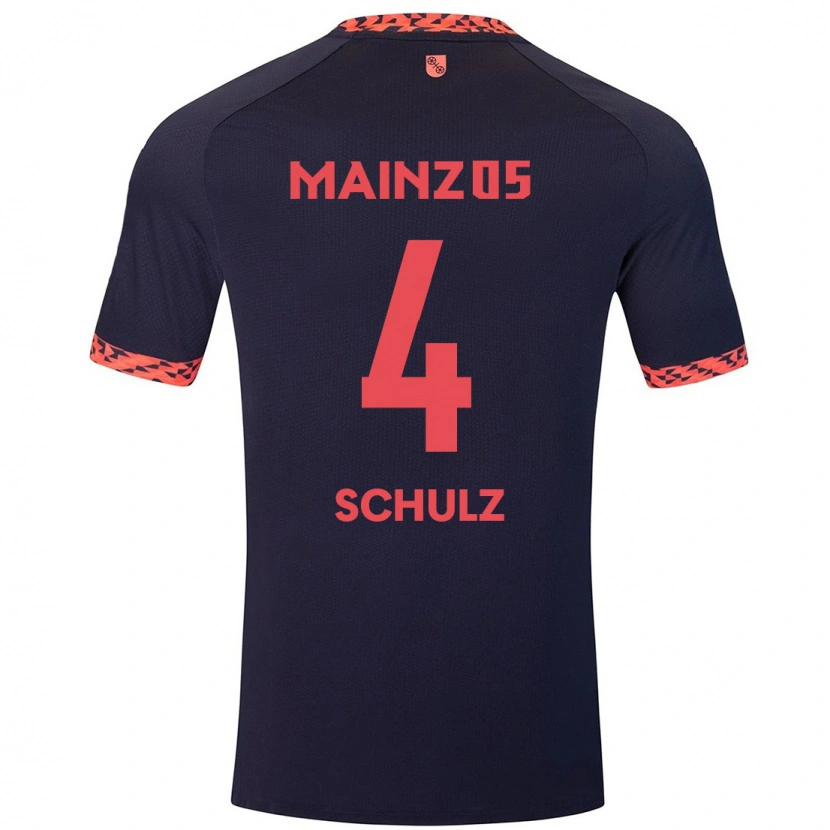 Danxen Män Philipp Schulz #4 Blå Korallröd Bortatröja Matchtröjor 2024/25 Tröjor T-Tröja