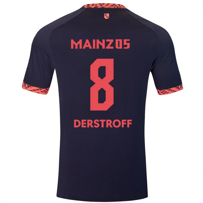 Danxen Män Julian-Maurice Derstroff #8 Blå Korallröd Bortatröja Matchtröjor 2024/25 Tröjor T-Tröja