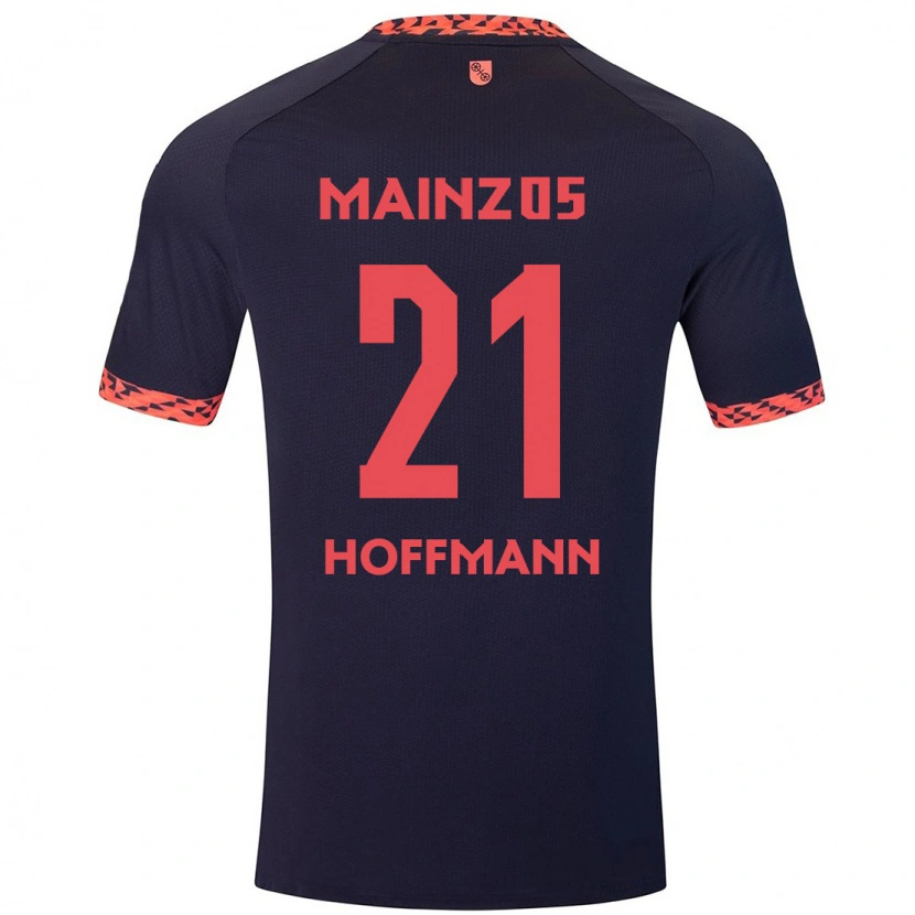 Danxen Män Leon Hoffmann #21 Blå Korallröd Bortatröja Matchtröjor 2024/25 Tröjor T-Tröja
