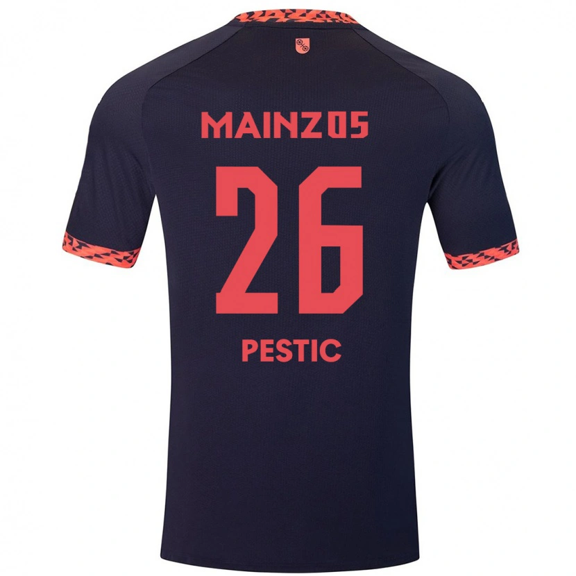 Danxen Män Dominik Pestic #26 Blå Korallröd Bortatröja Matchtröjor 2024/25 Tröjor T-Tröja