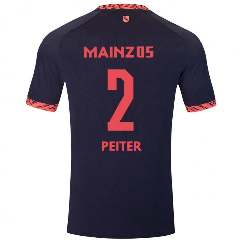 Danxen Män Chiara Peiter #2 Blå Korallröd Bortatröja Matchtröjor 2024/25 Tröjor T-Tröja