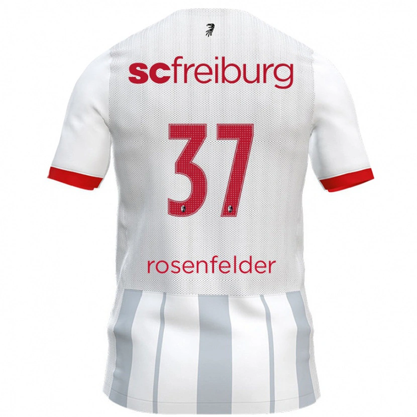 Danxen Män Max Rosenfelder #37 Vit Grå Bortatröja Matchtröjor 2024/25 Tröjor T-Tröja