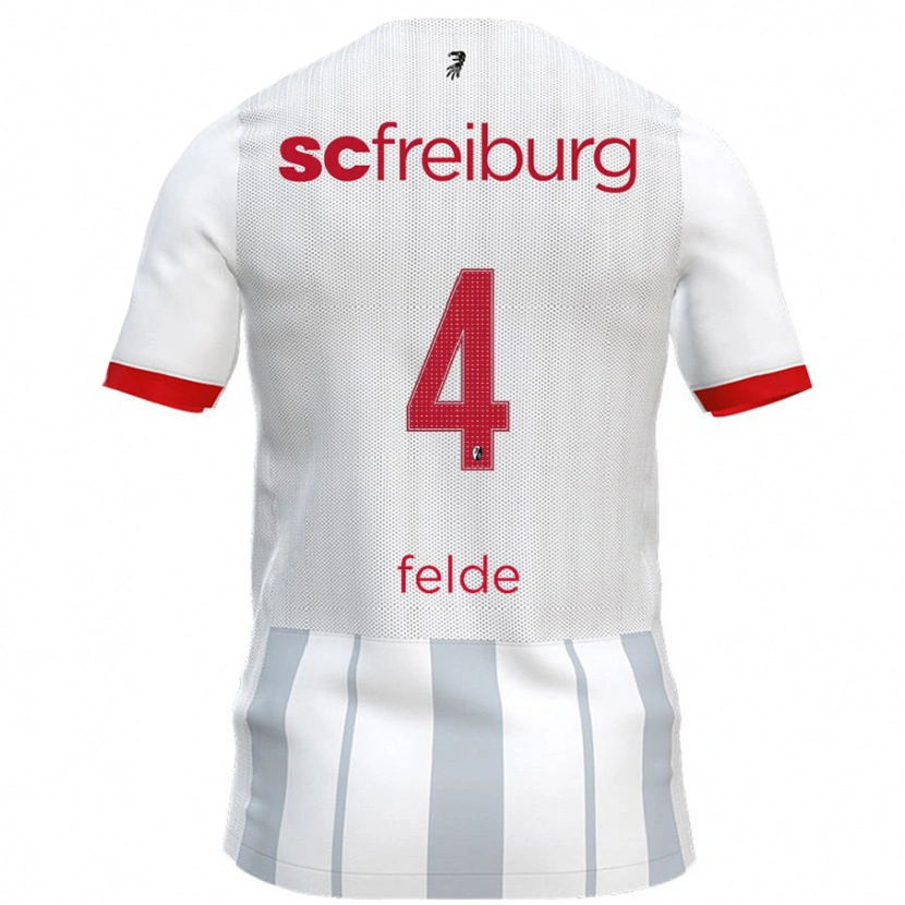 Danxen Män Meret Felde #4 Vit Grå Bortatröja Matchtröjor 2024/25 Tröjor T-Tröja