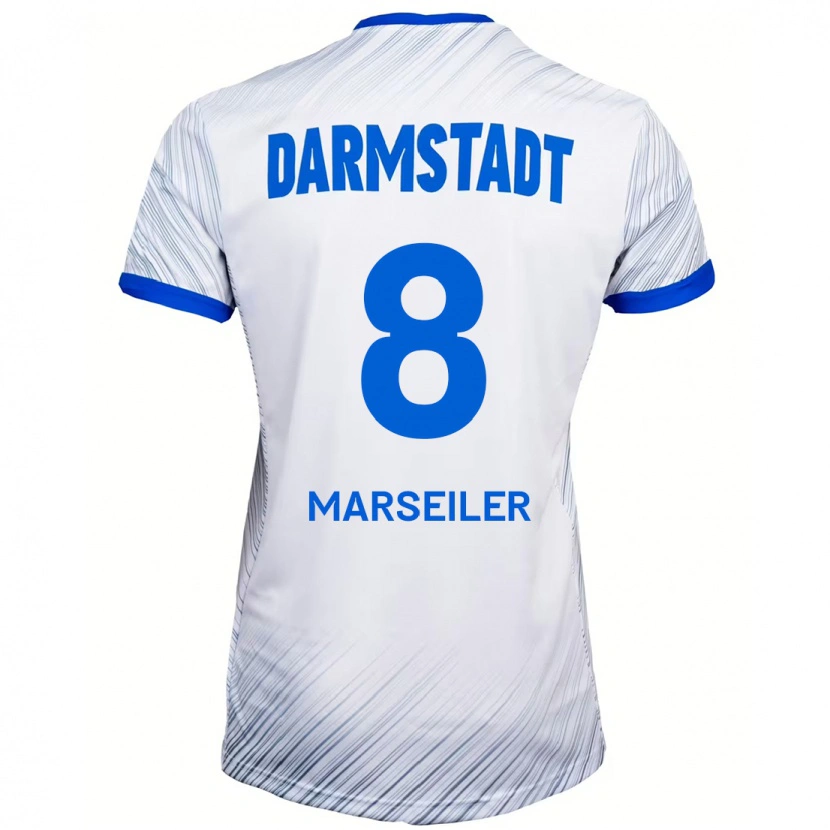 Danxen Män Luca Marseiler #8 Vit Blå Bortatröja Matchtröjor 2024/25 Tröjor T-Tröja