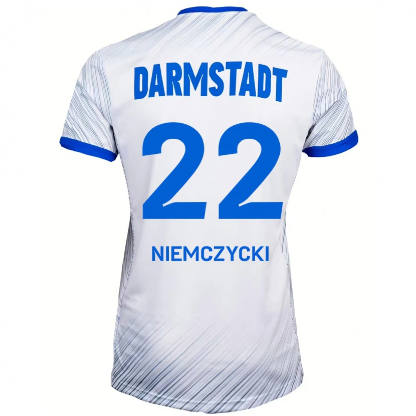 Danxen Män Karol Niemczycki #22 Vit Blå Bortatröja Matchtröjor 2024/25 Tröjor T-Tröja