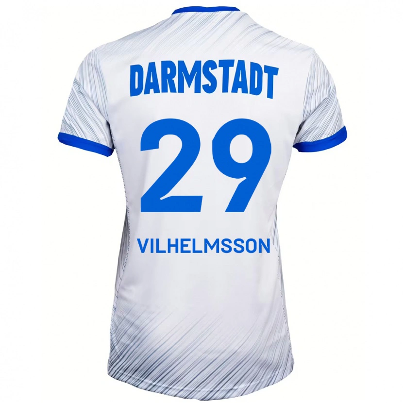Danxen Män Oscar Vilhelmsson #29 Vit Blå Bortatröja Matchtröjor 2024/25 Tröjor T-Tröja