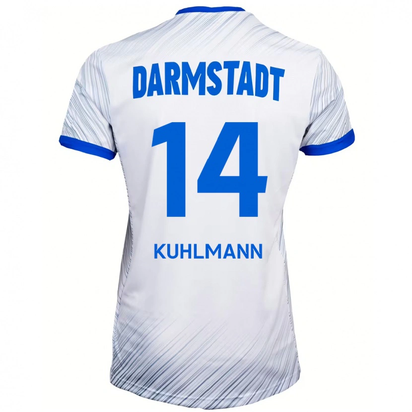 Danxen Män Marcel Kuhlmann #14 Vit Blå Bortatröja Matchtröjor 2024/25 Tröjor T-Tröja