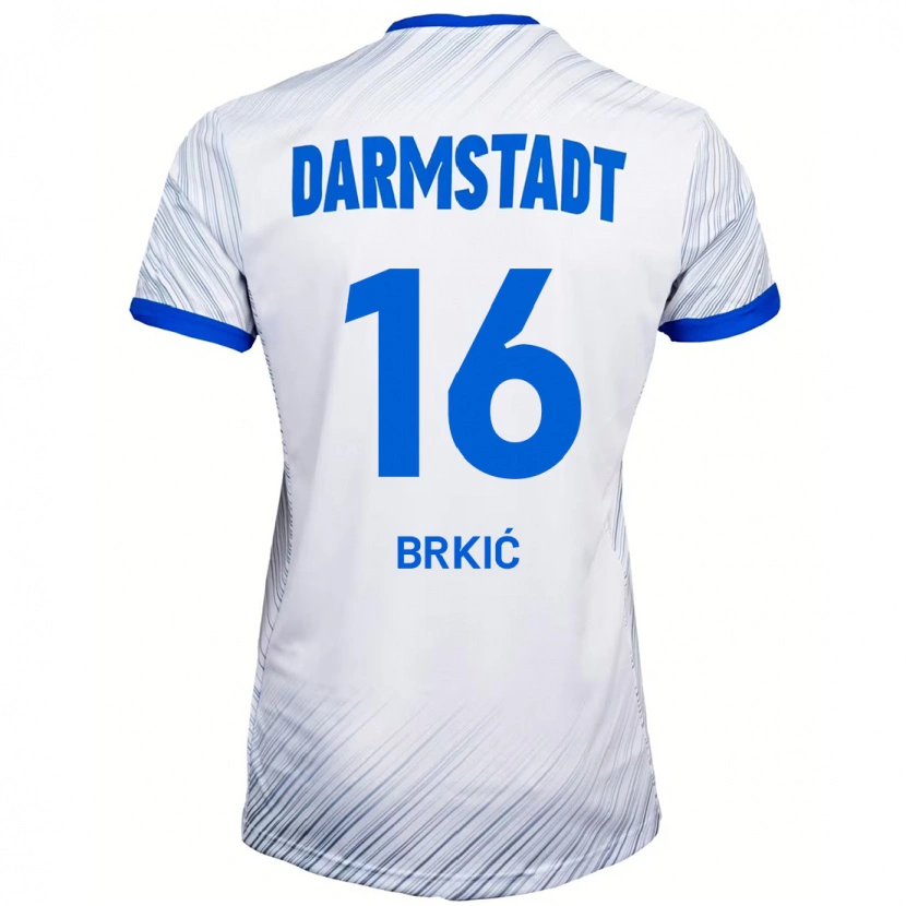 Danxen Män Amar Brkić #16 Vit Blå Bortatröja Matchtröjor 2024/25 Tröjor T-Tröja