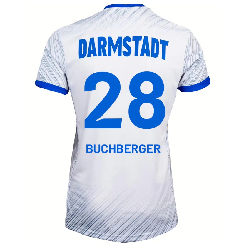 Danxen Män Jonas Buchberger #28 Vit Blå Bortatröja Matchtröjor 2024/25 Tröjor T-Tröja