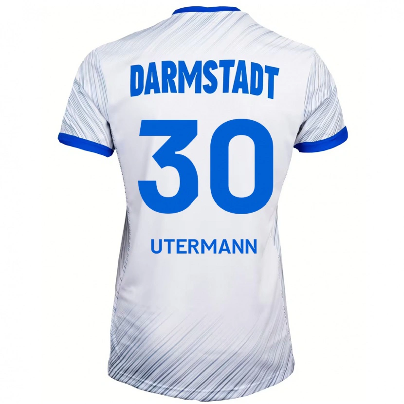 Danxen Män Anton Utermann #30 Vit Blå Bortatröja Matchtröjor 2024/25 Tröjor T-Tröja
