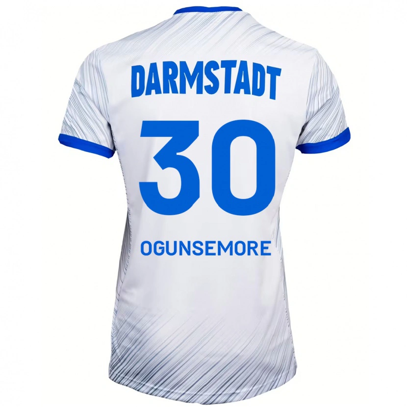 Danxen Män Malakai Ogunsemore #30 Vit Blå Bortatröja Matchtröjor 2024/25 Tröjor T-Tröja