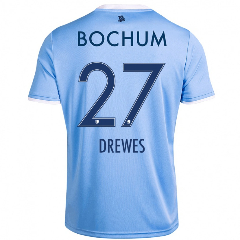 Danxen Män Patrick Drewes #27 Himmelsblå Bortatröja Matchtröjor 2024/25 Tröjor T-Tröja
