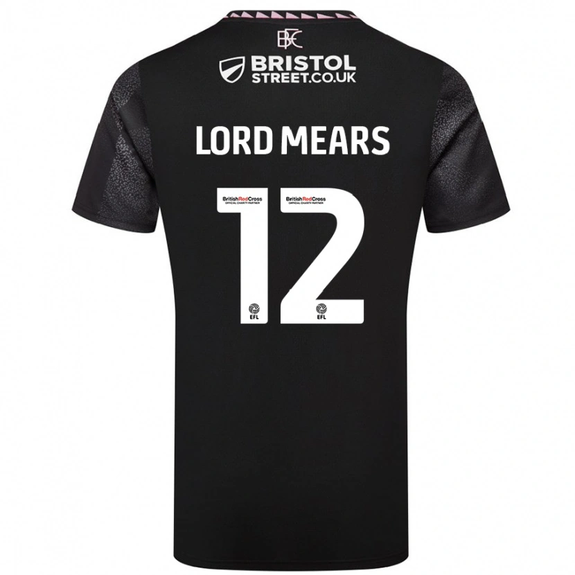 Danxen Män Rhema Lord-Mears #12 Svart Bortatröja Matchtröjor 2024/25 Tröjor T-Tröja