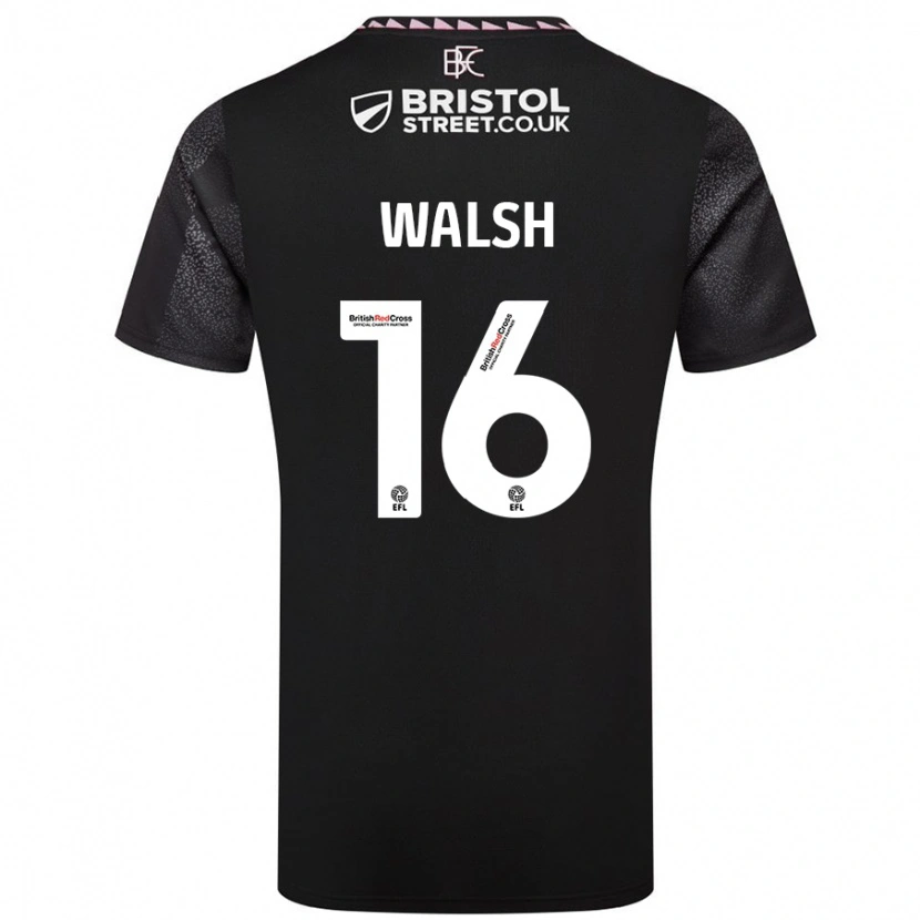 Danxen Män Lucy Walsh #16 Svart Bortatröja Matchtröjor 2024/25 Tröjor T-Tröja