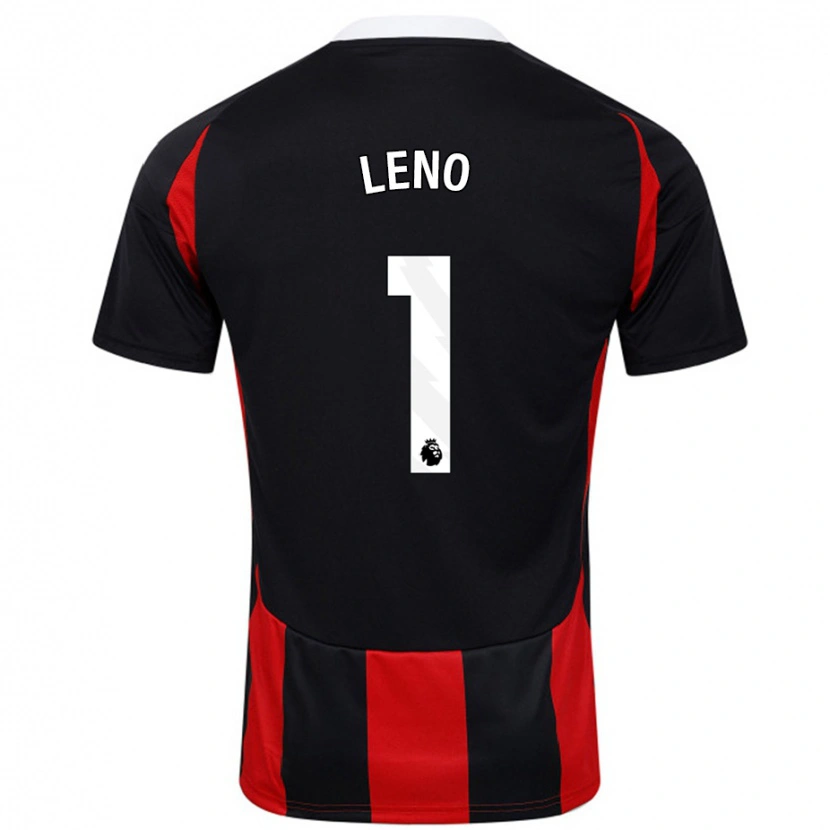 Danxen Män Bernd Leno #1 Svart Röd Bortatröja Matchtröjor 2024/25 Tröjor T-Tröja